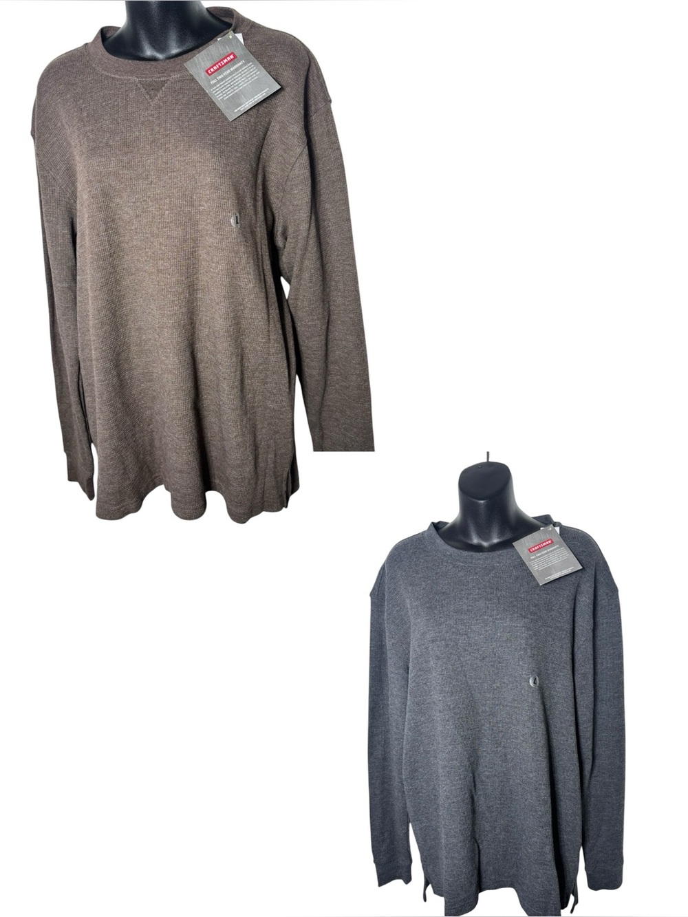 Craftsman men’s large heat lite thermal shirts (2) gray brown new